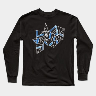 Abstract Lines Black and Blues Long Sleeve T-Shirt